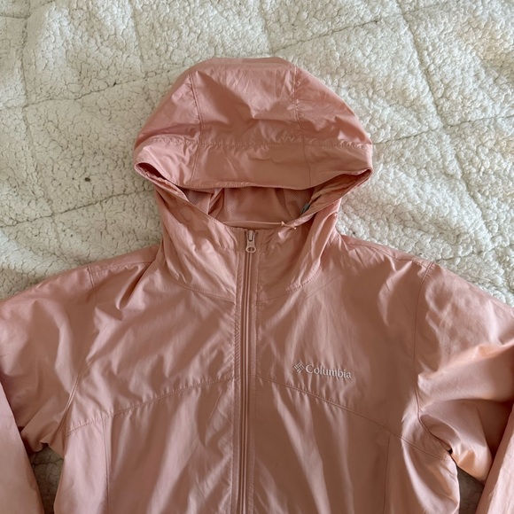 Columbia Light Pink Hooded Windbreaker Jacket - Picture 2 of 5